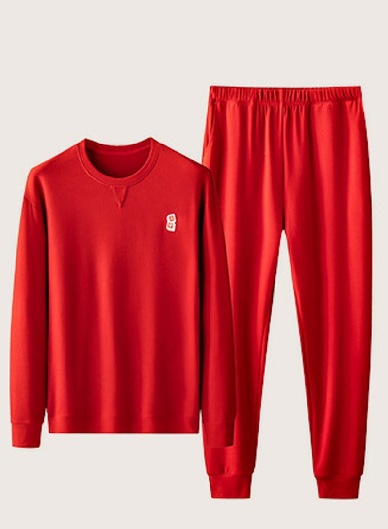 Loquat Womens Skin Friendly Thick Long Johns Fleese And Round Neck Thermal Underwear Set 2 Piece Cold Weather Base Layer Set Loungewear Red - Image 2