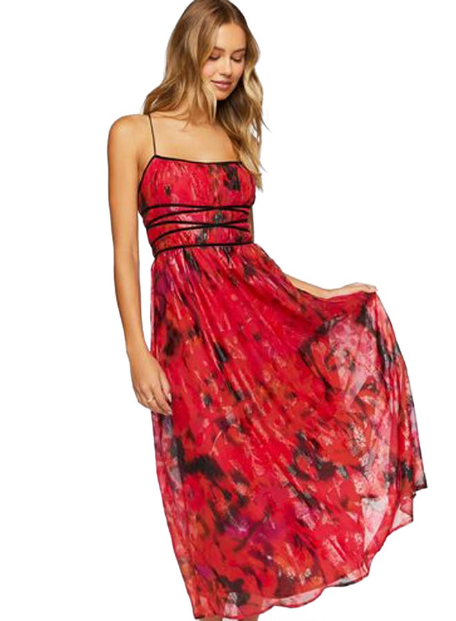 FOREVER 21 Floral Crisscross Cami Midi Dress - Image 4