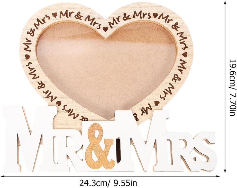 TIDTALEO Wooden Wedding Photo Frame Tabletop Picture Holder Vintage Carved Mr Mrs Design Home Office Decor - Image 2