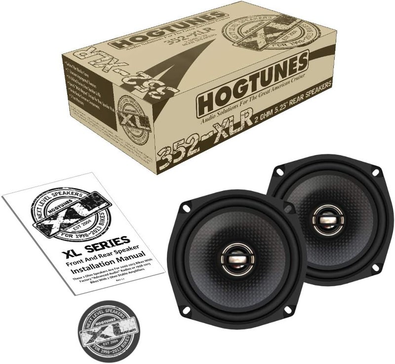 Hogtunes 352-XLR 5.25" Replacement Rear Speakers for 1998-2013 Harley-Davidson FLH Touring Models - Image 1