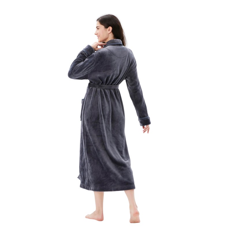 COOVA Premium Robe for Women â€“ Plush Soft Robe, Fluffy, Warm, Long Fleece Bathrobe,Small Grey - Image 3