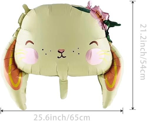 PC Bunny Foil Balloon Cute Floral Bunny Head with Ears Pastel Easter or Baby Shower Decoration Rabbit Balloon for Girls Birthday Party Spring or Woodland Theme - Image 5