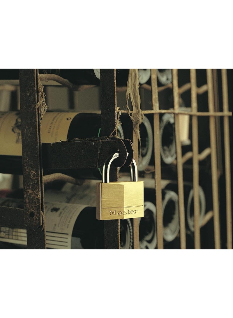 Master Lock Master Lock 140T Solid Brass Padlock with Key, 2 Pack, Alike, 2 Count  - Image 5