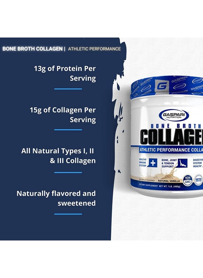 Gaspari Nutrition Bone Broth Athletic Performance Collagen Natural Vanilla (1 Lbs. / 30 Servings) 