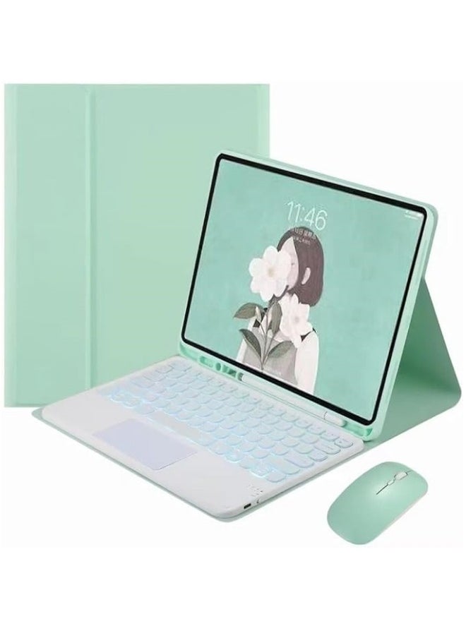 General - Keyboard Case Compatible with Samsung Galaxy Tab S9 FE Plus 2023 12.4 inch with Pen Holder,7 Color Backlit Keyboard with Touchpad + Mouse,PU Stand Cover for Tablet - Image 1