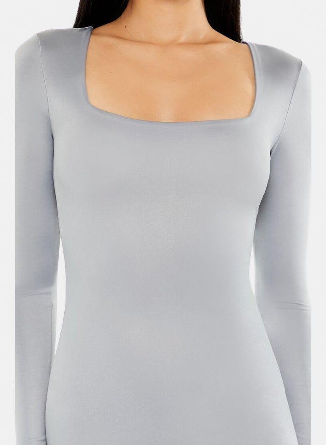 FOREVER 21 Contour Sculpt Square-Neck Midi Dress - Image 3