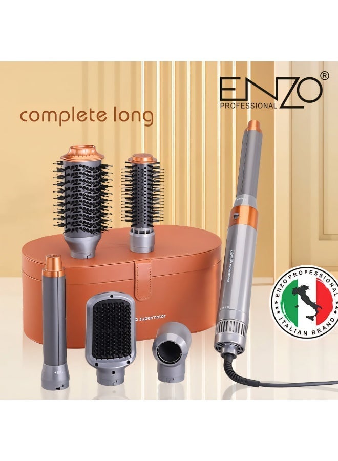 ENZO Professional ENZO Profesional EN-4133 6-in-1 Hair Dryer Brush & Multi Styler – Ionic Hot Air Blow Dryer, Hair Straightener, Curler & Volumizing Brush – BROWN - Intl Version - Image 3