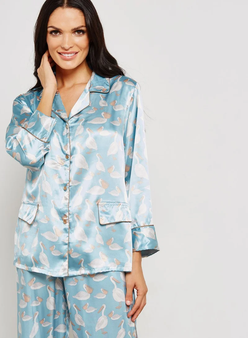 ELLA Goose Print Shirt Pyjama Set