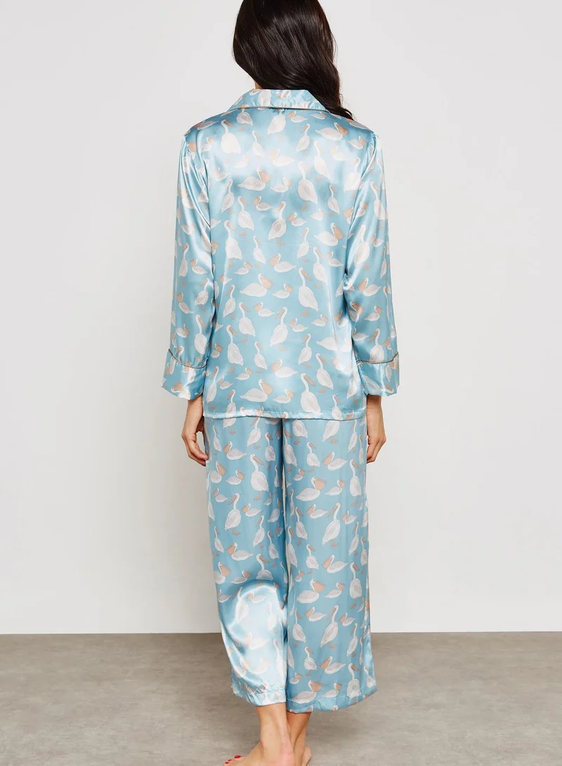 ELLA Goose Print Shirt Pyjama Set