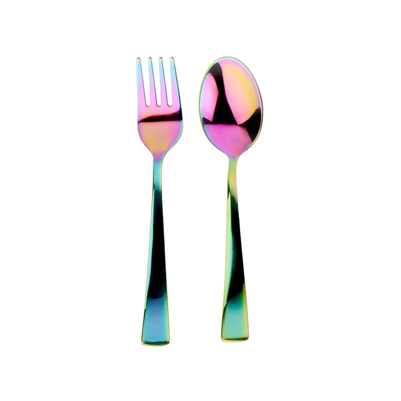 Ahimsa Stainless Steel Kids Utensils  Kids Fork and Spoon Set Pediatrician Designed Rainbow Silverware Set 100 BPA Free  Dishwasher Safe Rainbow