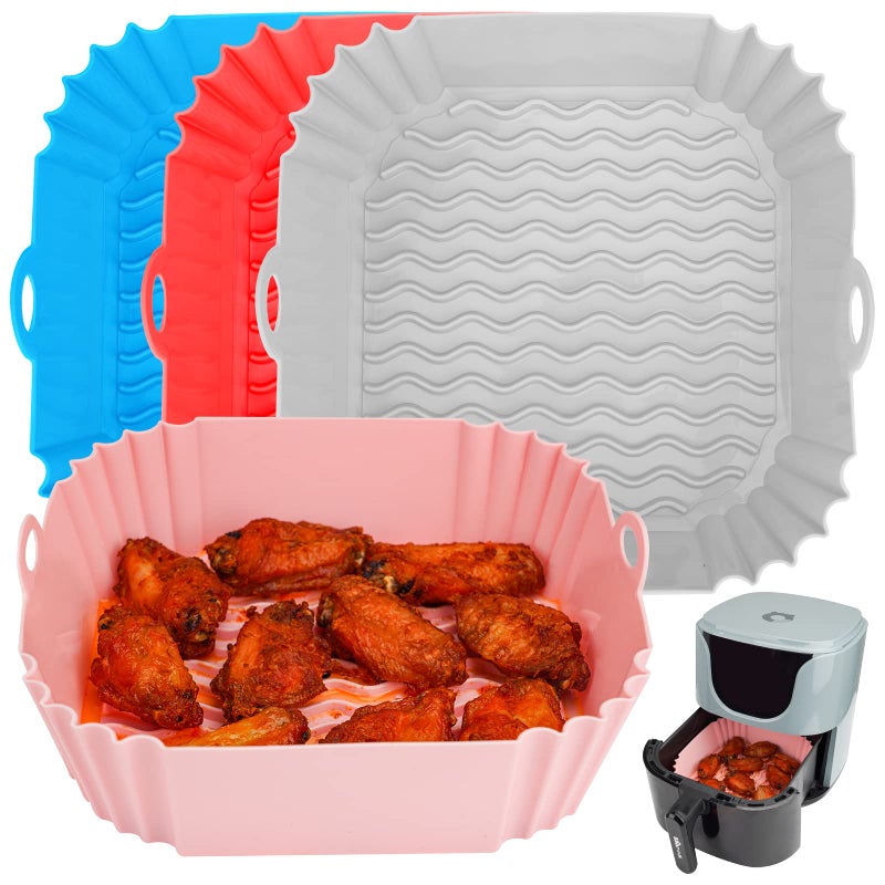 Vailnd Air Fryer Silicone Liners: Air Fryer Silicone Liners Reusable, Square Air Fryer Silicone Pot, Replacement of Parchment Paper, Washable Airfryer Basket Accessories for 4Qt and Bigger (8 inch) - Image 1