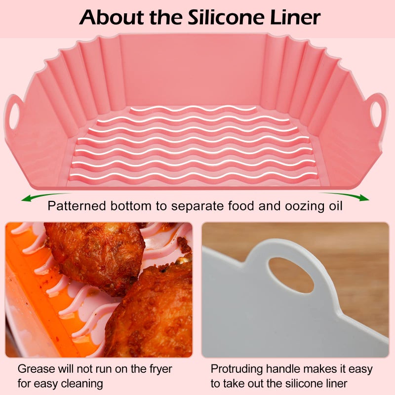 Vailnd Air Fryer Silicone Liners: Air Fryer Silicone Liners Reusable, Square Air Fryer Silicone Pot, Replacement of Parchment Paper, Washable Airfryer Basket Accessories for 4Qt and Bigger (8 inch) - Image 3