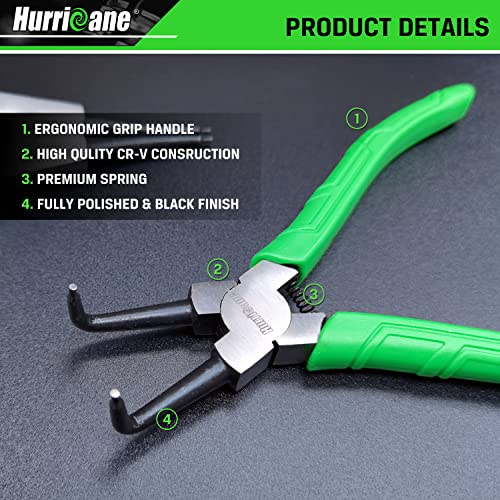 HURRICANE 4 Pieces Snap Ring Pliers Set 7 Inch Internal External Circlip Pliers Kit CRV Straight Bent Jaw Pliers Ideal for Ring Remover Retaining and Remove Hoses with Portable Storage Pouch - Image 3