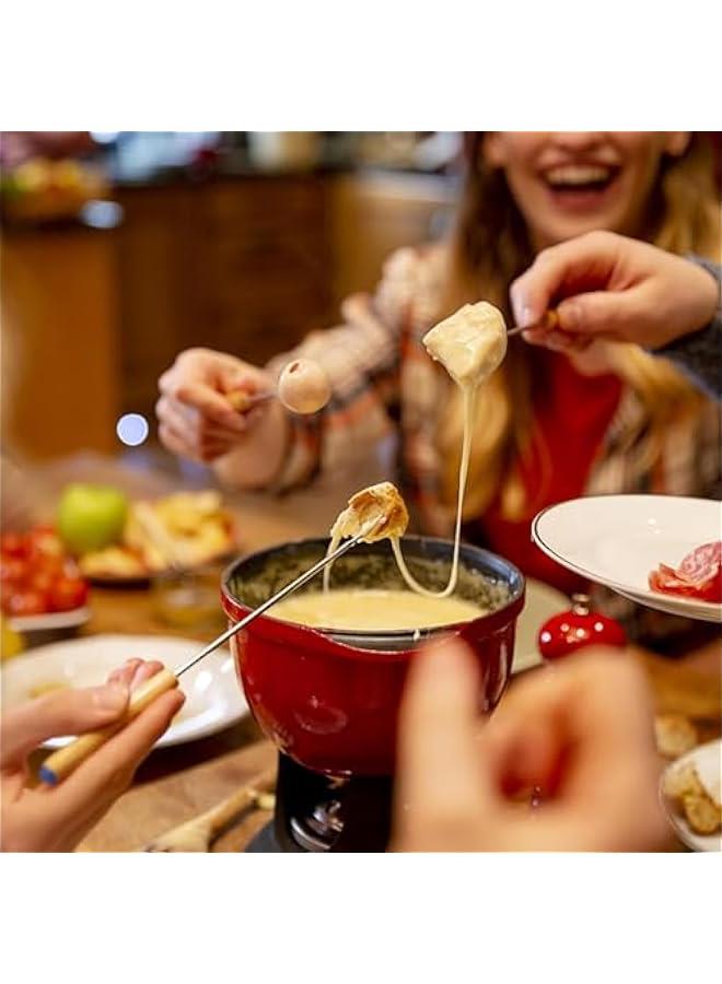 HOOKOR 6 Pack 9.5 Inch Stainless Steel Fondue Forks, 12 Wood Handles, Heat Resistant Smores Sticks for Roast Meat Chocolate Dessert Cheese Marshmallows (6 Colors) - Image 3