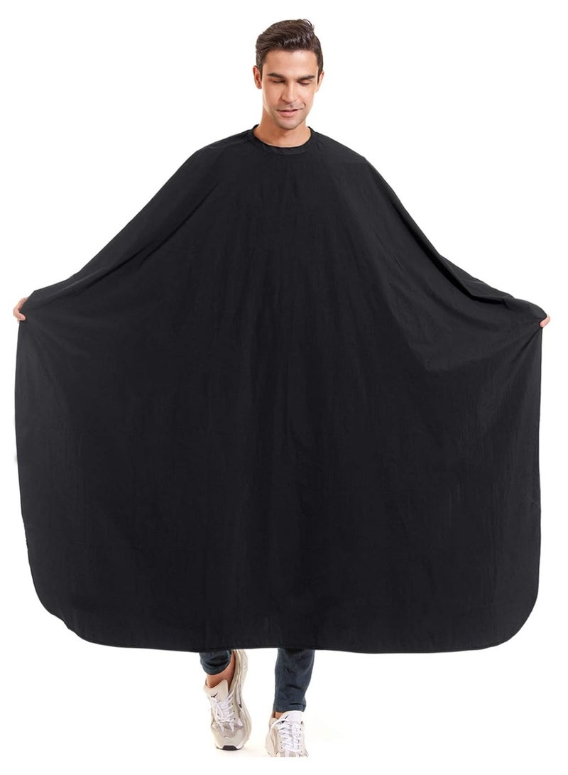 SYOSI Nylon Barber Cape 64"x56" Waterproof Salon Large Hair Cutting Cape Haircut for Men with Adjustable Snap Closure Color Capes Professional Stylist Hairdresser Apron Adults Unisex Black - Image 1