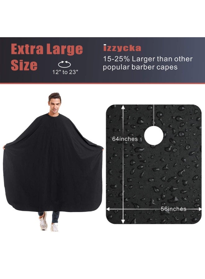SYOSI Nylon Barber Cape 64"x56" Waterproof Salon Large Hair Cutting Cape Haircut for Men with Adjustable Snap Closure Color Capes Professional Stylist Hairdresser Apron Adults Unisex Black - Image 2