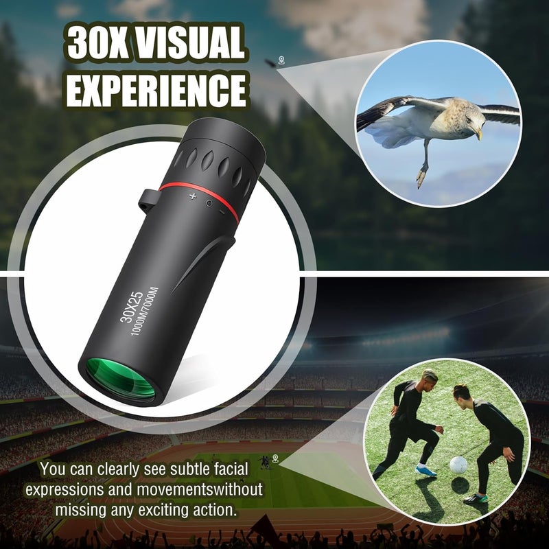 Byffoer 30 x 25 Monocular Telescope Adult Monocular Mini Portable Waterproof Telescope Zoom Monocular Telescope for Adults Bird Watching Travel Hunting Concert Sports Outdoor - Image 3