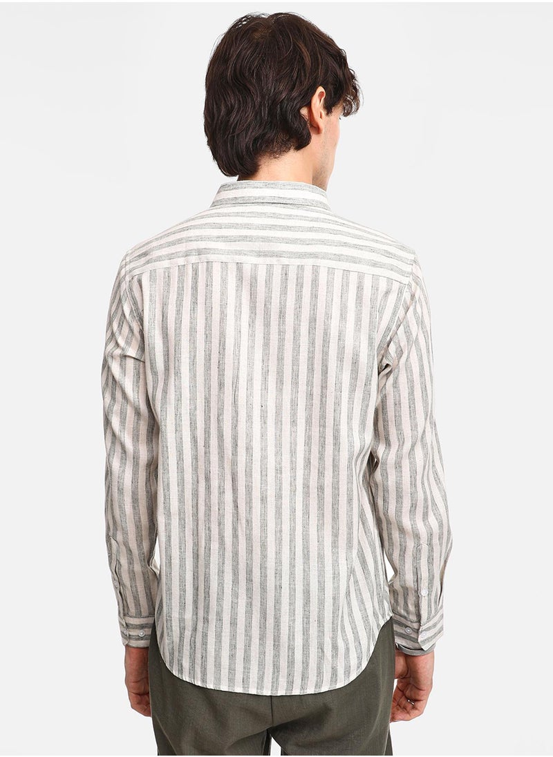 كامبوس سوترا Men's Moon Grey Heathered-Stripe Shirt  - Image 5