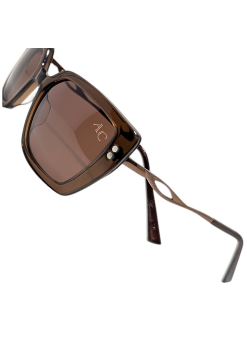 Armando Cavelli - Authentic Armando Cavelli sunglasses, crafted from carefully selected premium acetate for a luxurious look and longevity with extensive use. This model combines modernity and classic style, with a raw brown acetate front and brown -plated metal temples to complete your luxury look. Comes with premium polymer lenses offer UV400 protection in a brown. - Image 1