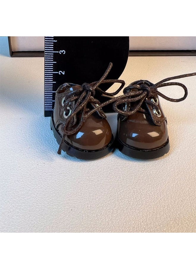 The First And Second Generation Labubu Shoes 17cm Cloth Pendant Shoes 10cm Cotton Doll Normal Body Shoes Accessories Cute-Specifications:Labubu Shoes And Cloth Shoes [doll Not Included - Standard Size-Color:Brown Leather Shoes  - Image 5