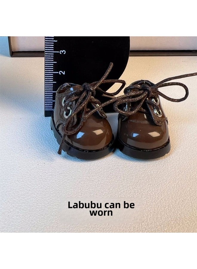 The First And Second Generation Labubu Shoes 17cm Cloth Pendant Shoes 10cm Cotton Doll Normal Body Shoes Accessories Cute-Specifications:Labubu Shoes And Cloth Shoes [doll Not Included - Standard Size-Color:Brown Leather Shoes  - Image 3