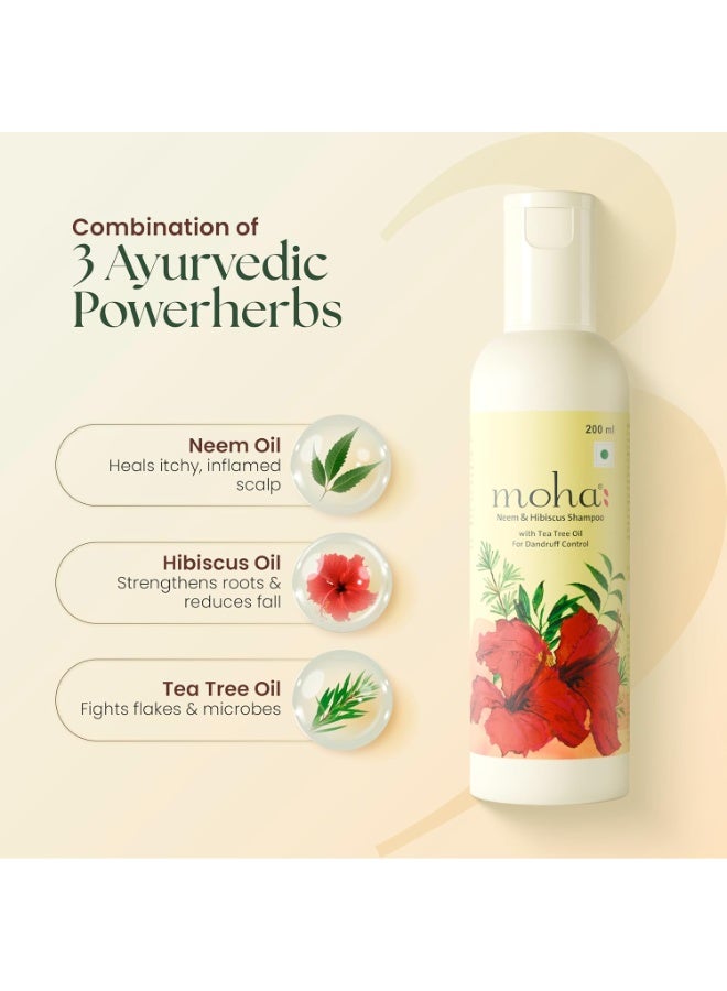 Moha: Neem & Hibiscus shampoo with Tea Tree Oil for Dandruff control 200 ml (Pack of 2) - Image 2