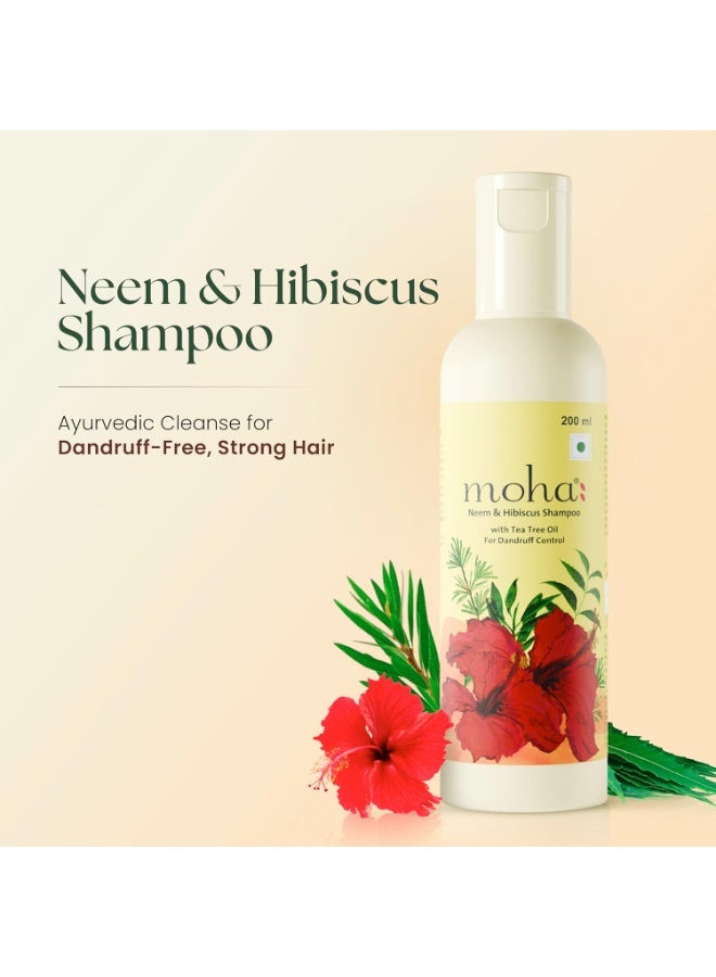 Moha: Neem & Hibiscus shampoo with Tea Tree Oil for Dandruff control 200 ml (Pack of 2) - Image 4