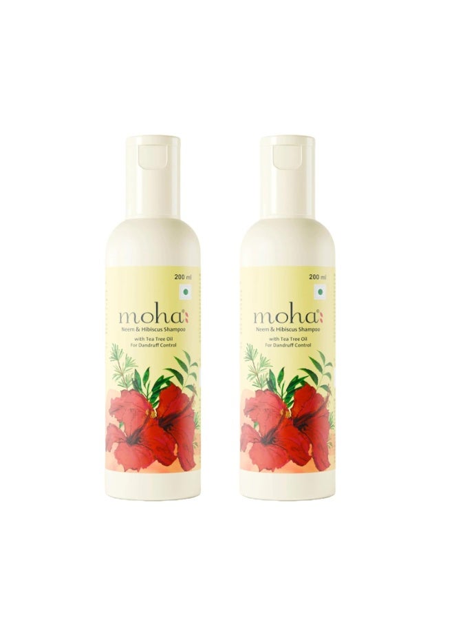 Moha: Neem & Hibiscus shampoo with Tea Tree Oil for Dandruff control 200 ml (Pack of 2) - Image 1