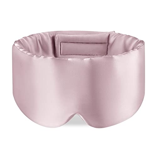 Zenssia 100 Mulberry Silk Sleep Mask Eye Mask for Man and Woman with Adjustable Headband Full Size Large Sleep Mask Blindfold for Total Blackout for All Night Sleep Travel Nap Light Plum