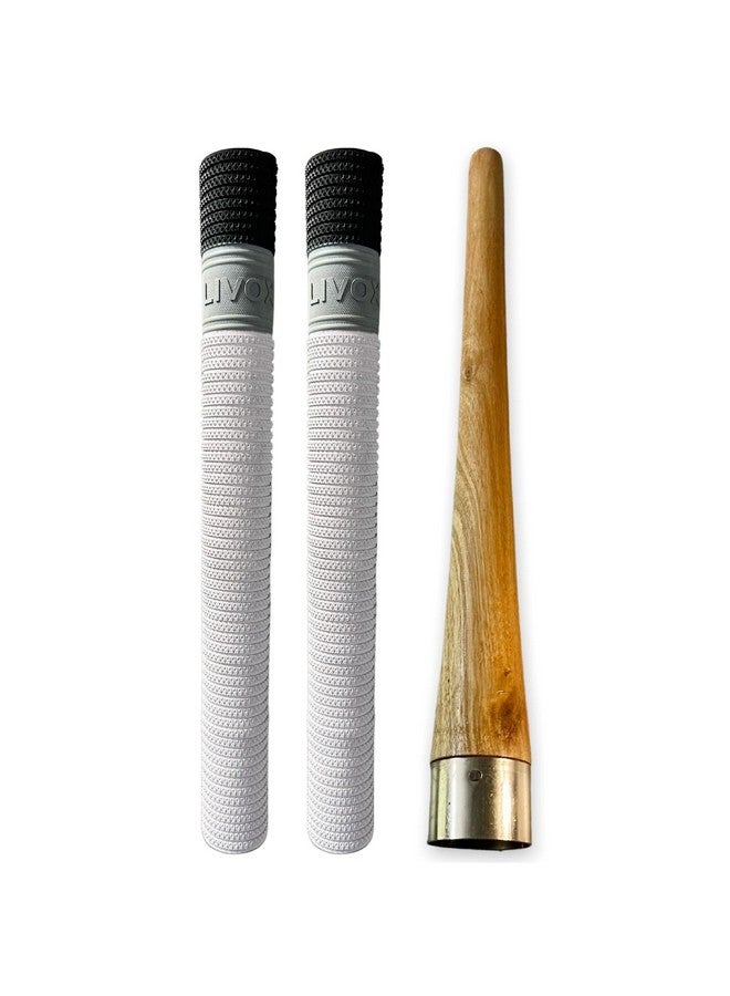 LIVOX Comfortable Fit Ultra Tacky Cricket Bat Handle Rubber Grip with Cone for Better Shock Absorbing Cricket Acce ories Gripper Cone, 2 Grips and 1 Wooden Cone - Image 1