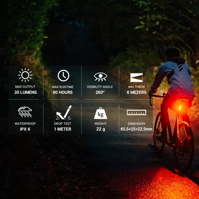 OLIGHT Seemee 30 C Bike Tail Light with 30 Lumens 230 Degree Visibility, 800m Viewable Range, Rechargeable Bicyle Brake Rear Lights, IPX6 Waterproof, Road and Urban Cyclists - Image 2