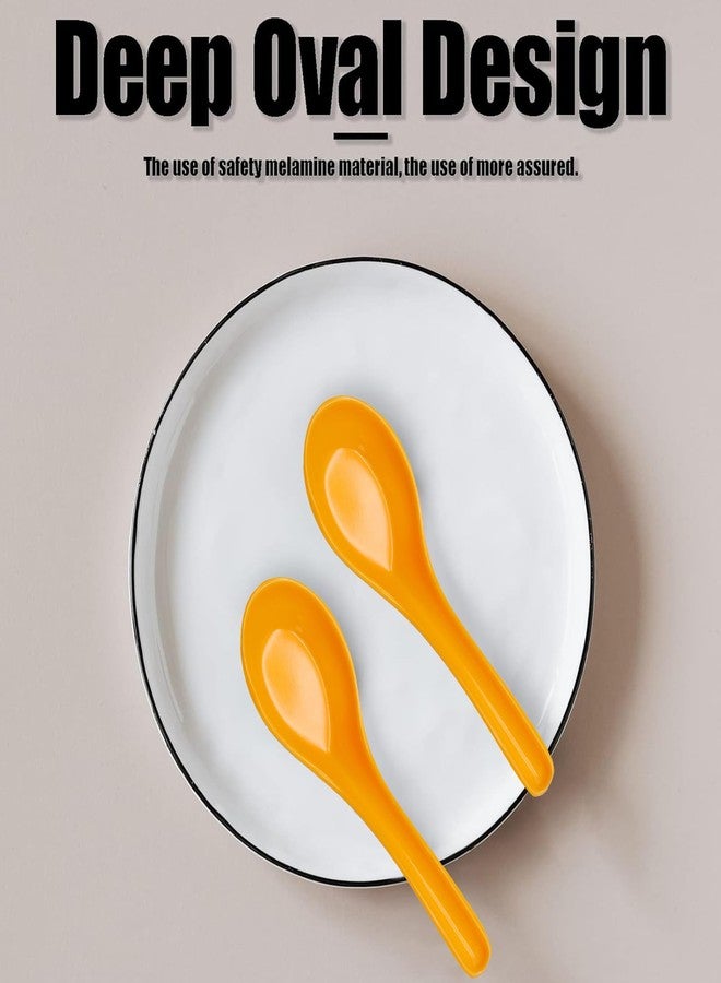 Cionyce 2 Pcs Chinese Soup Spoons, Asian Japanese Miso Ramen Wonton Dumpling Pho Rice Noodle Soba Soup Spoons, Melamine Spoons(Yellow) - Image 3