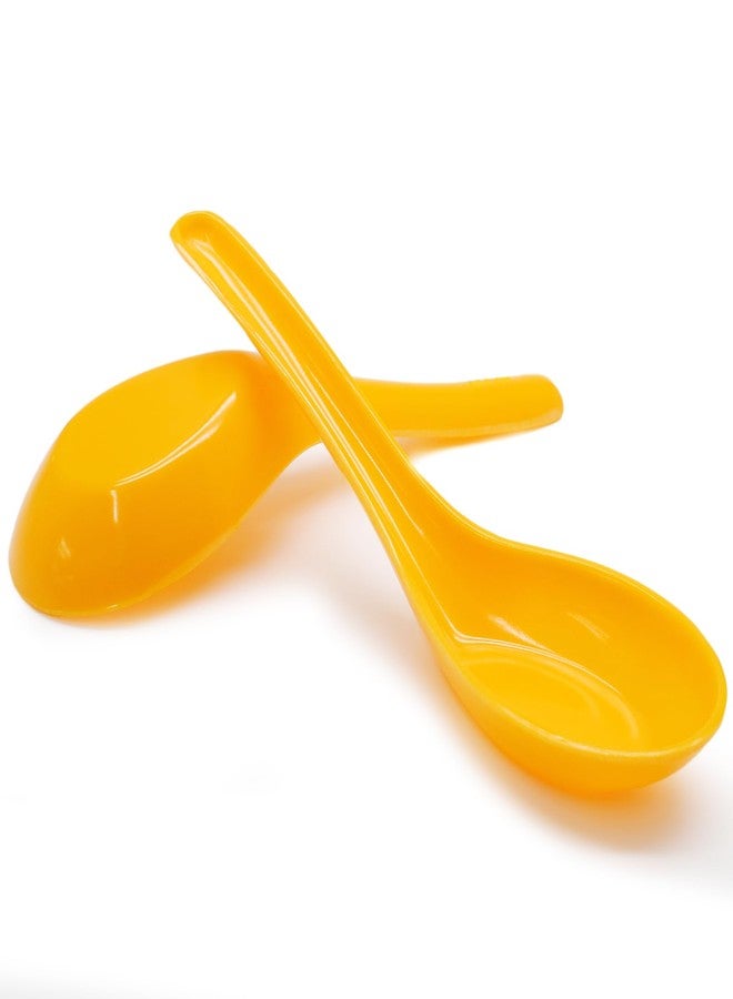 Cionyce 2 Pcs Chinese Soup Spoons, Asian Japanese Miso Ramen Wonton Dumpling Pho Rice Noodle Soba Soup Spoons, Melamine Spoons(Yellow) - Image 1
