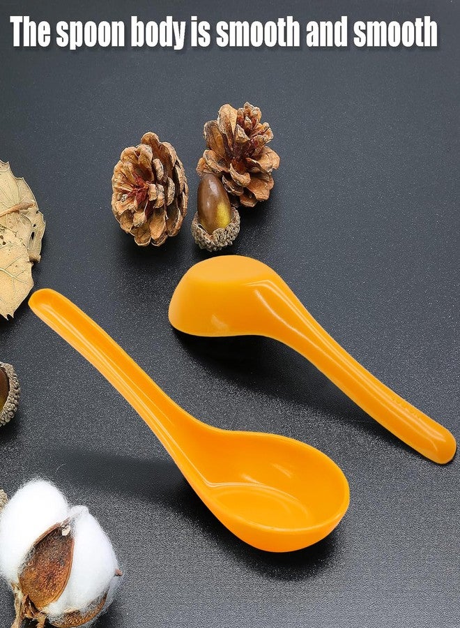 Cionyce 2 Pcs Chinese Soup Spoons, Asian Japanese Miso Ramen Wonton Dumpling Pho Rice Noodle Soba Soup Spoons, Melamine Spoons(Yellow) - Image 4