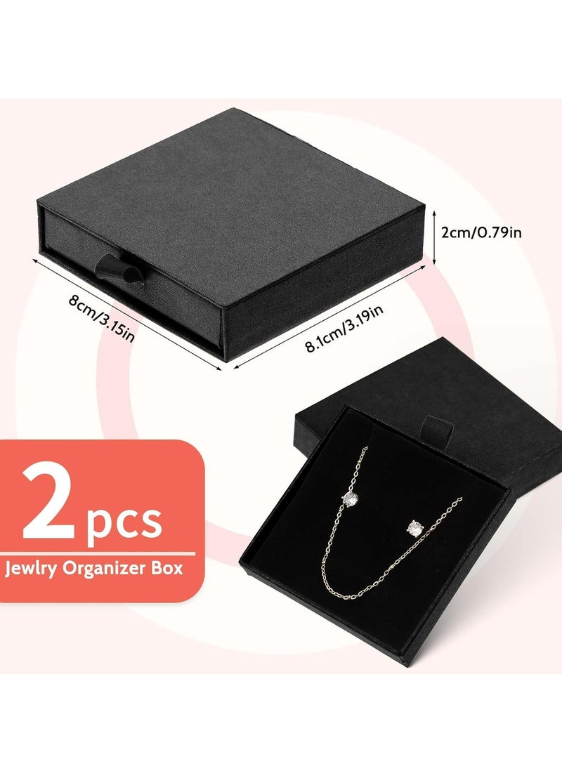 Loquat 2-Pack Black Cardboard Jewelry Gift Boxes, 3.15x3.15x0.79 in, for Bracelets, Earrings, Necklaces - Image 4