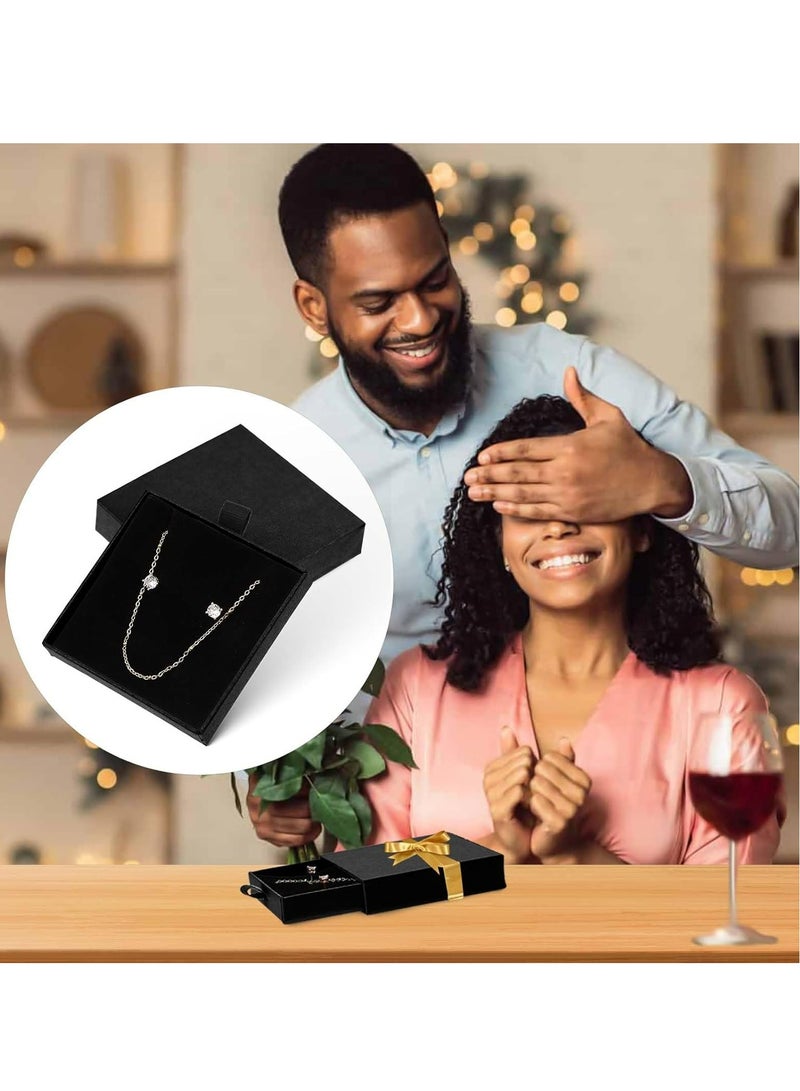 Loquat 2-Pack Black Cardboard Jewelry Gift Boxes, 3.15x3.15x0.79 in, for Bracelets, Earrings, Necklaces - Image 5