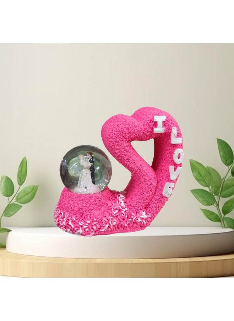 Gifts hub Gifts Hub Romantic Love Showpiece with Color Light Wedding Couple Snow Globe Gift for Home Decor Anniversary Valentines Day Bedroom Decoration  - Image 3