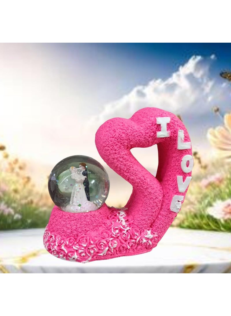 Gifts hub Gifts Hub Romantic Love Showpiece with Color Light Wedding Couple Snow Globe Gift for Home Decor Anniversary Valentines Day Bedroom Decoration  - Image 2