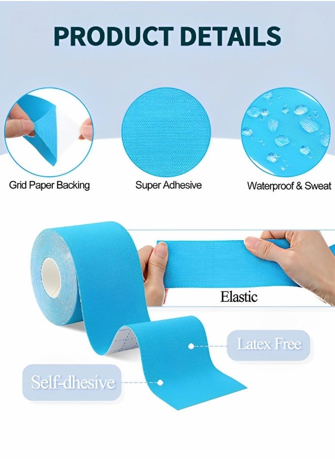 GROIC 3 Rolls Kinesiology Tape, Sports Tape Athletic Recovery Pain Relieve Strong Adhesion Waterproof Sports Theraeputic Tape for Muscle Pain Relief and Joint Support  [2” x 20”]  - Image 2
