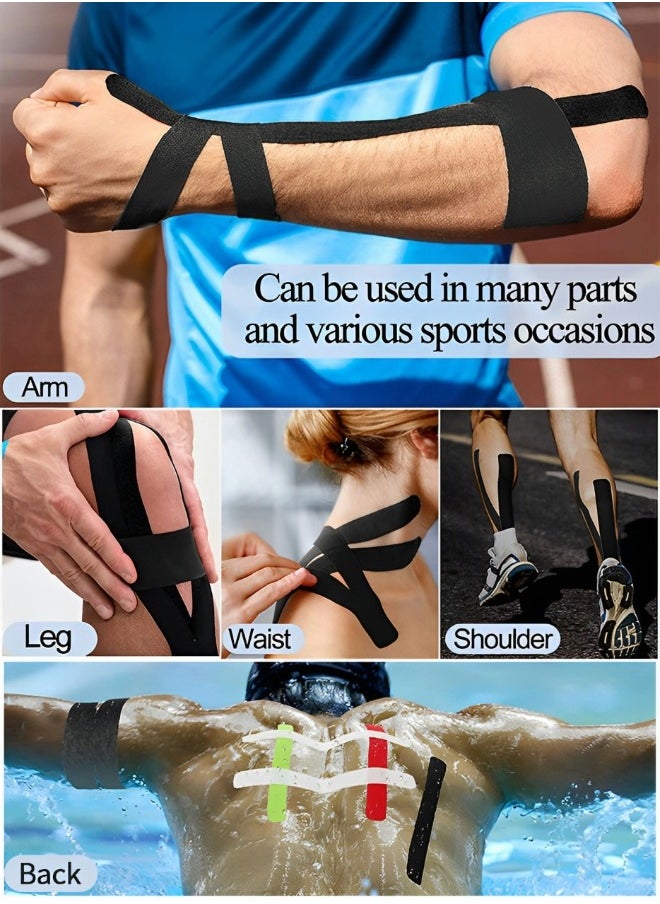 GROIC 3 Rolls Kinesiology Tape, Sports Tape Athletic Recovery Pain Relieve Strong Adhesion Waterproof Sports Theraeputic Tape for Muscle Pain Relief and Joint Support  [2” x 20”]  - Image 4