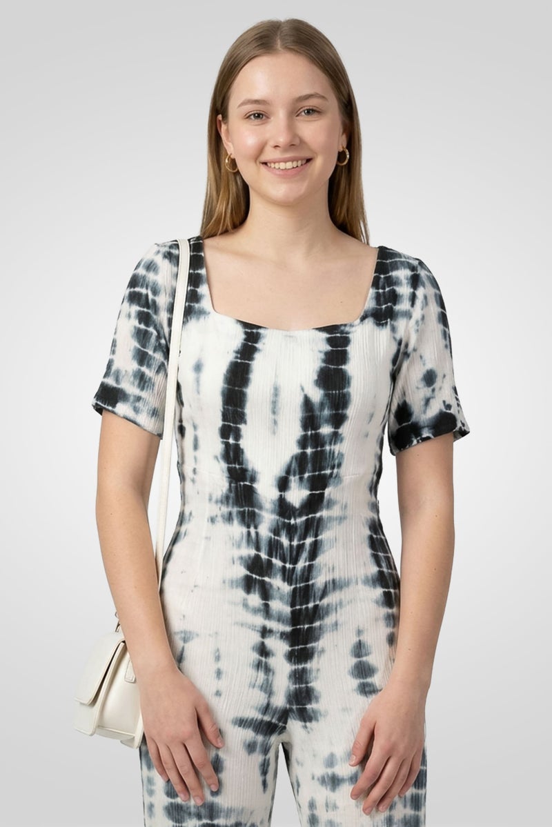 Epiphany Women Tie-Dye Short Sleeve Jumpsuit, Multicolor - Image 2