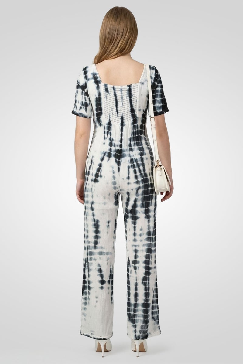 Epiphany Women Tie-Dye Short Sleeve Jumpsuit, Multicolor - Image 4