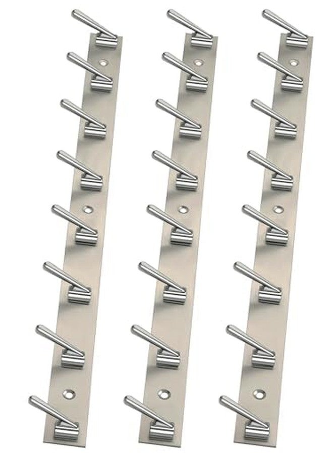 REDON Stainless Steel 8 Pin Bathroom Clothes Hanger | Hanger for Door | Clothes Wall Mounted,| Hooks Rail for Hanging Door Hook Hanging Keys,Cloth,Towel, Accessories (Pack of 3) - Image 1