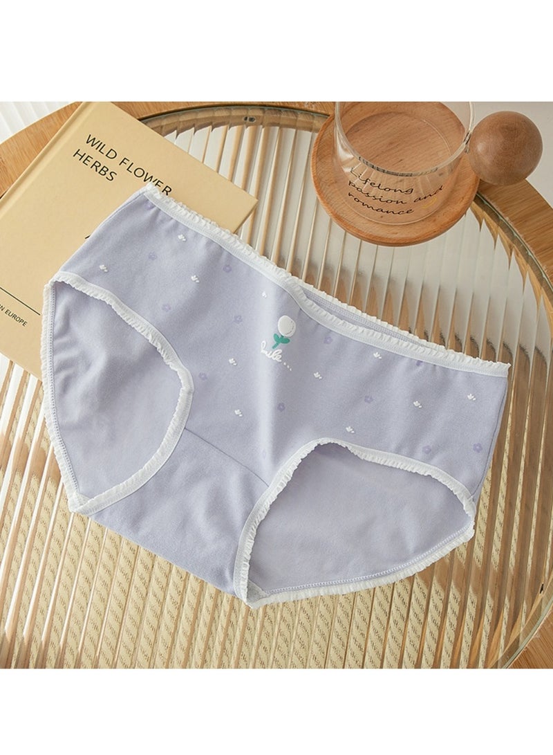 مجموعة من 5 ملابس داخلية قطنية أنيقة بخصر متوسط، ملابس داخلية مريحة وجيدة التهوية للفتيات - Image 3