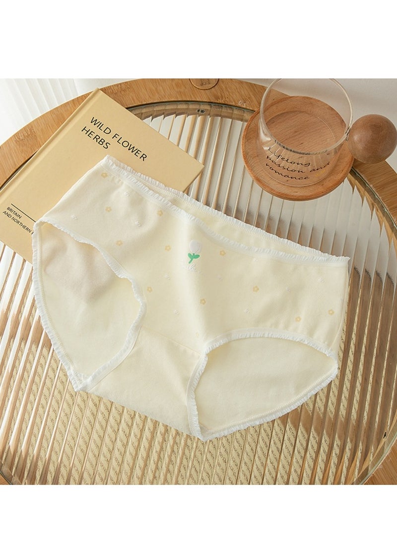 مجموعة من 5 ملابس داخلية قطنية أنيقة بخصر متوسط، ملابس داخلية مريحة وجيدة التهوية للفتيات - Image 5