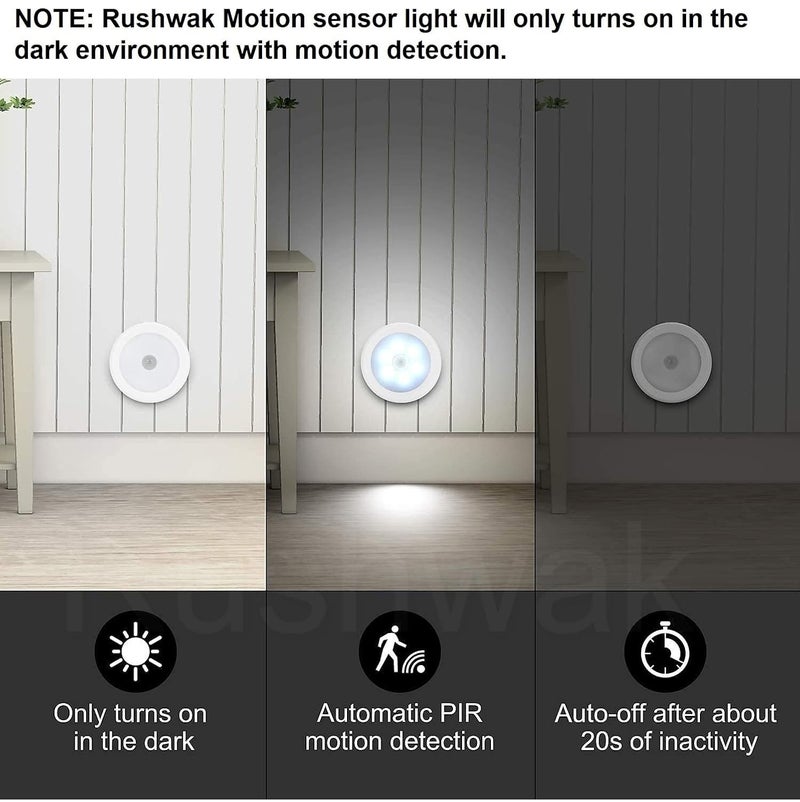 Rushwak Motion Sensor Light for Home with USB Charging Pack of 4 Wireless Self Adhesive LED Magnetic Motion Activated Light Motion Sensor Rechargeable Light for Wardrobe Bedroom Stairs WhiteWarm - Image 3