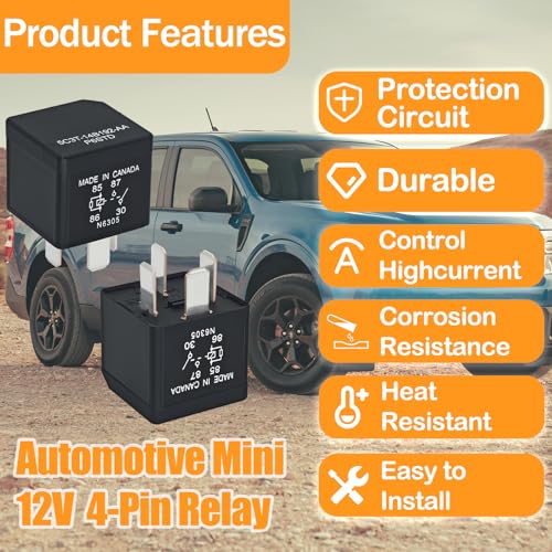 Casalytics 5C3T-14B192-AA P6STD Automotive Power Relay (Pack of 2) – 12V 40A 4-Pin SPNO Plug-in Design Relay for Ford Headlights, Horns, Wipers - Image 5