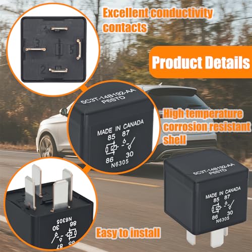 Casalytics 5C3T-14B192-AA P6STD Automotive Power Relay (Pack of 2) – 12V 40A 4-Pin SPNO Plug-in Design Relay for Ford Headlights, Horns, Wipers - Image 3