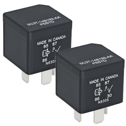 Casalytics 5C3T-14B192-AA P6STD Automotive Power Relay (Pack of 2) – 12V 40A 4-Pin SPNO Plug-in Design Relay for Ford Headlights, Horns, Wipers - Image 1