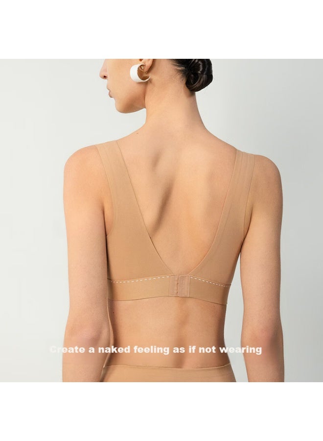 Aimer [dong Jie's Choice] Women's Underwear, Traceable 4 Round Neck Wireless Vest Bra Ca171651 Gray Xs - Image 2